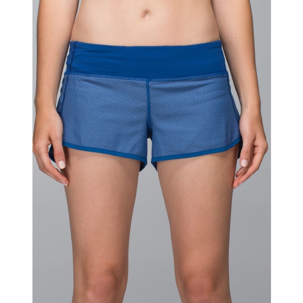 Lululemon Speed Short *4-way Stretch Diamond Dot Swift Wicking Rugged Blue, sz 6